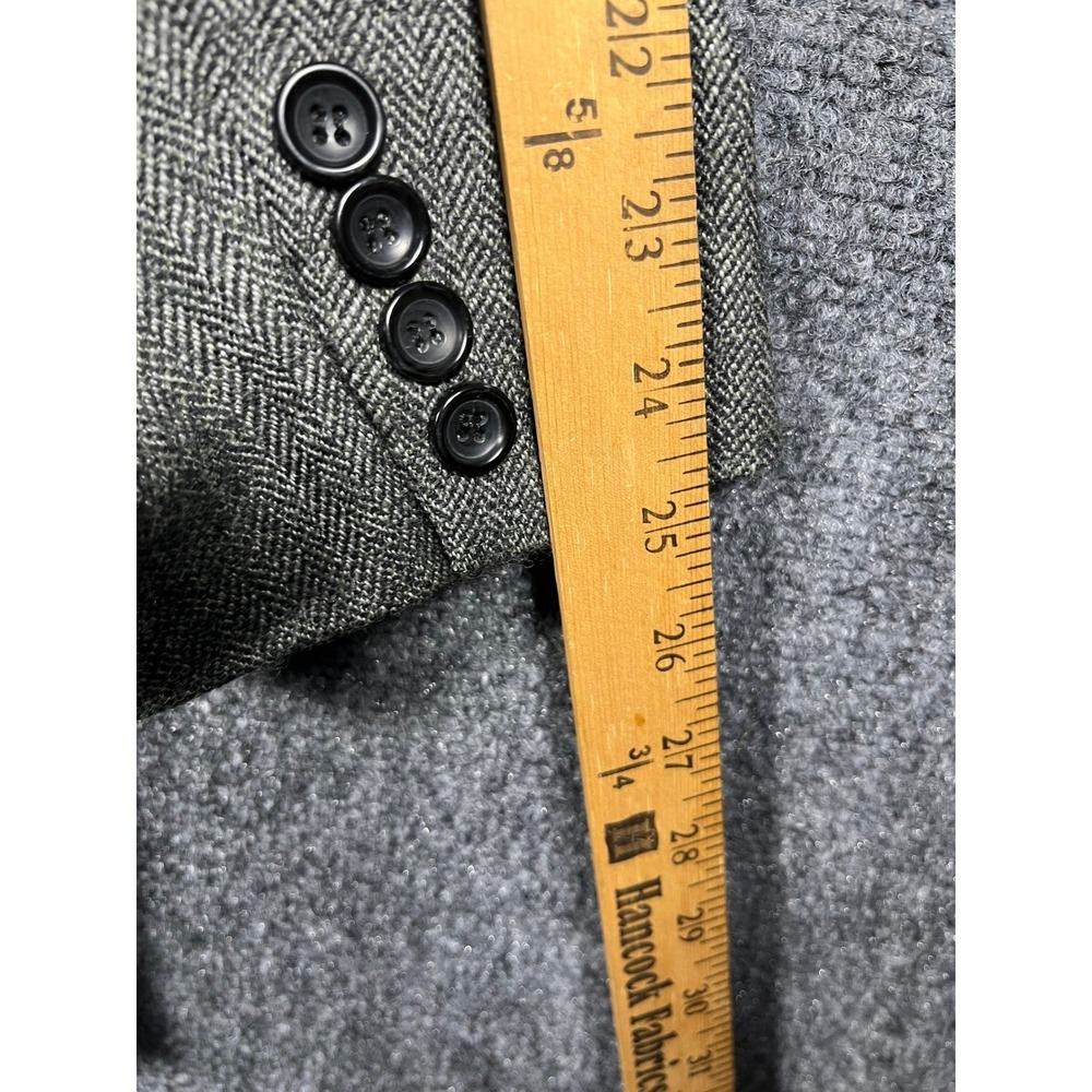 Alan Flusser Men's Grey Herringbone 100% Pure Lambswool Blazer Jacket‎ Size 48L - Picture 11 of 13